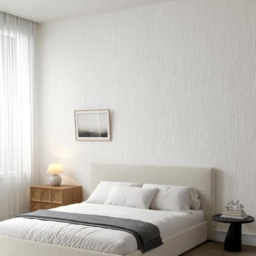 Peel and Stick Wallpaper, Grasscloth Textured, 24 x 394, Self-Adhesive Vinyl Linen Embossed Contact Paper for Walls, Cabinets, Bedroom (Ivory White)