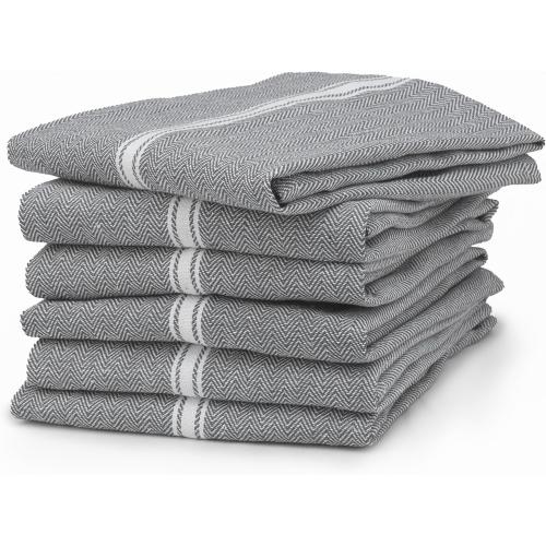 THREAD SPREAD Kitchen Towels Set - 100% Cotton Dish Towels for Kitchen - Pack of 6 Super Absorbent Hand Towel - Grey Tea Towel - Quick Dry & Soft Durable Dish Cloths - 15”x25”, Grey Chambray
