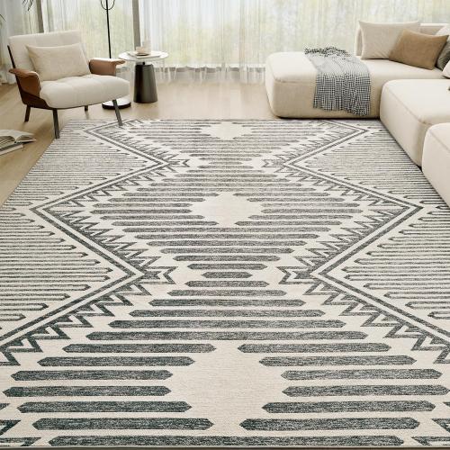 Charcoal Grey Boho 8x10 Area Rugs Textured Tufted Rugs for Living Room Bedroom Rug-Carpet Washable Neutral Modern Geometric Moroccan Aztec Rug