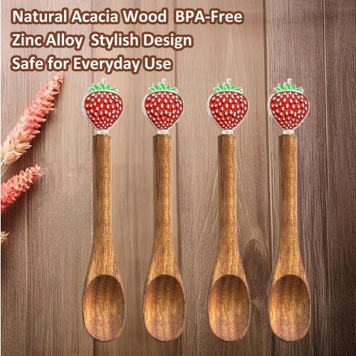 Small Wooden Spoons for Eating,Cute Coffee Spoons,Wooden Teaspoon,Small Wooden Spoons for Honey Coffee Stirring Tea Yogurt Jars, 5.1 Inches Length 4pcs(pumpkin)