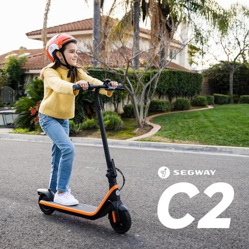 Segway Ninebot eKickScooter - Electric Scooter for Kids 6-14, w/t Adjustable Handlebar Height (Only C2 Pro) for Riders up to 132 lbs, Includes New Cruise Mode, UL-2272 Certified