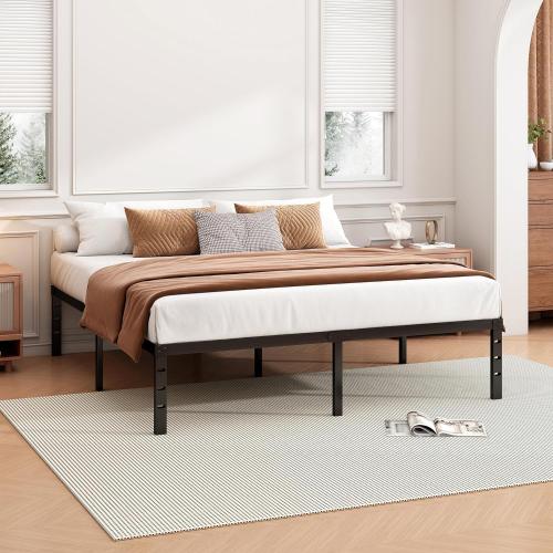 Hafenpo 14 Inch Queen Bed Frame - Sturdy Metal Platform Queen Size, No Box Spring Needed, Heavy Duty, Easy Assembly, Strong Bearing Capacity, Under Bed Storage, Black