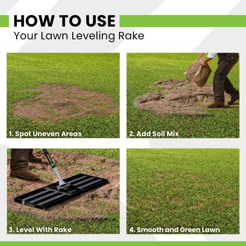 Gardease Lawn Leveling Rake 30 Inch x 10 Inch – Heavy Duty Lawn Leveler & Yard Leveling Rake – Steel Lawn Level Rake & Leveling Tool for Soil, Sand & Top Dressing