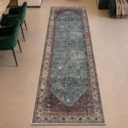 Keen Home Design 30x144 Rug - Machine Washable Runner with Non-Slip Backing, Ideal for Hallway, Entryway, Kitchen, Laundry Room - Vintage, Easy Clean, Durable, Low Pile Rug - (2'6 x 12')