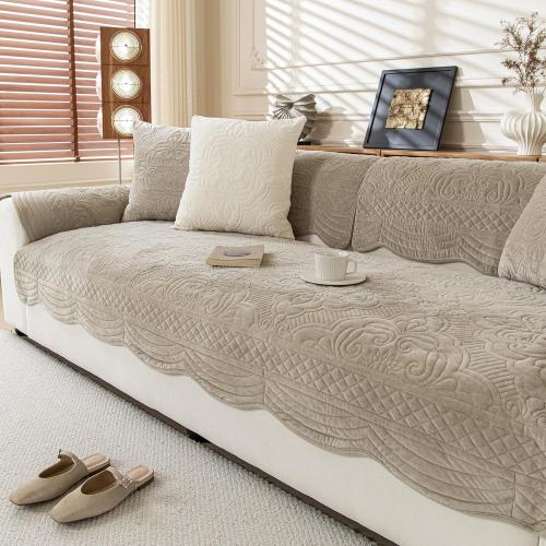 Couch Cover Sofa Covers Washable, Velvet Fleece Sofa Slipcovers for 3 Cushion Couch, Non-Slip Furniture Protector for Dog Pet, L Shaped Recliner Sectional Couch Cover Taupe,36X83(Only 1 Pcs)