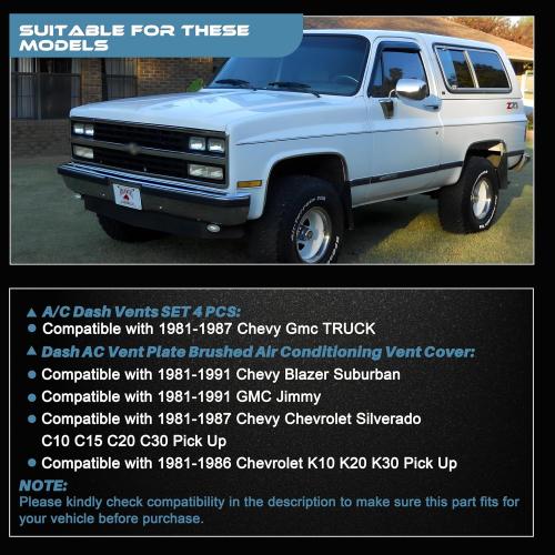 DP7898RNH DP2560 Dash AC Vent Plate Air Condition Cover for 1981-91 Chevy Blazer Suburban GMC Jimmy,for 1981-87 Chevrolet Silverado C10,3979751 14014536 A/C Dashboard Vent Kit for Chevy GMC 1981-87