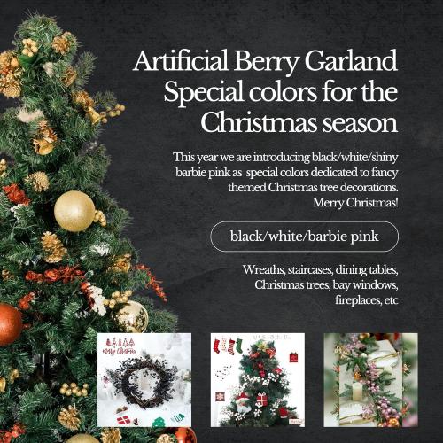 Color White Greentime Christmas White Berry Garland, Fake White Berry for Indoor Outdoor Home Decoration for Winter Christmas Holiday Decor for Fall Halloween