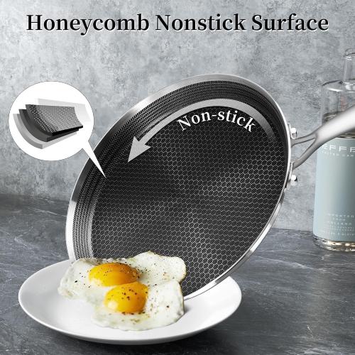 Innerwell 12 Inch Stainless Steel Crepe Pan,Nonstick dosa tawa | Honeycomb nonstick coating, PFOA-free.Compatible with All Stoves. Easy to clean.Oven Safe&Dishwasher Safe