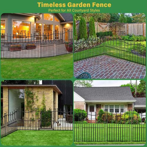 10 Panels No Dig Decorative Garden Fence, 32in(H)×22ft(L) Heavy-Duty Rustproof Metal Panels, Outdoor Dog Barrier for Yard & Patio, Landscape, Border| Portable Temporary Fencing