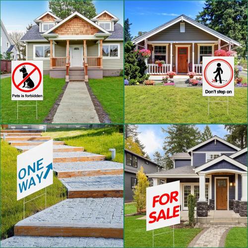 10 Pack White Plastic Yard Signs with Stakes, 17x12 Inch Blank Lawn Signs for Outdoor DIY Guidepost Birthday & Garage Sales