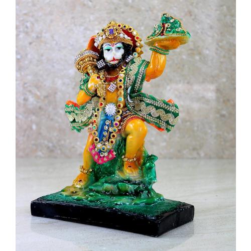 Size 8.5x6.5 eSplanade Resin Hanuman Anjaneya Pavan Putra Idol Murti Moorti Statue (8.5 x 6.5 Inches)