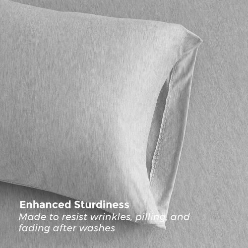 Pure Bedding Bed Sheets - King Sheet Set [6-Piece, Heather Light Grey] - Hotel Luxury 1800 Brushed Microfiber - Soft and Breathable - Deep Pocket Fitted Sheet, Flat Sheet, Pillow Cases