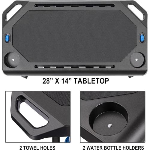 CXWXC Indoor Cycling Desk - Adjustable Height Bike Deak Laptop Stand Non-Slip Surface - Portable Bike Trainer Fitness Desk with Lockable Wheels