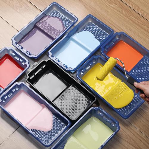 Bates- 4 Inch Paint Tray Set, 12 pcs, Black & Blue, 1x 4 Inch Paint Roller Tray, 10x Disposable Plastic Liners & 1x Roller Frame