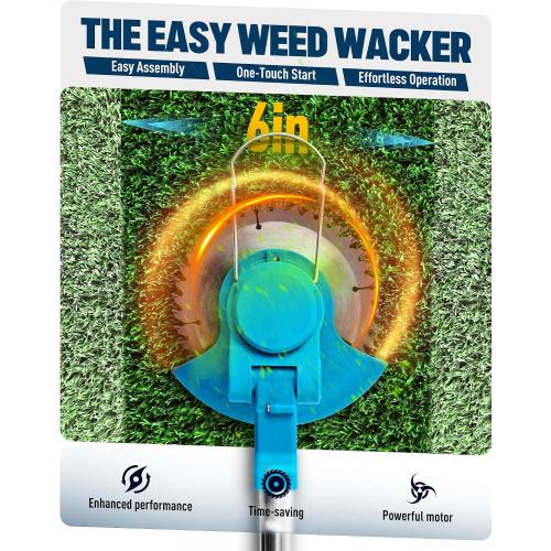 Lightweight Blue 48V Cordless Weed Eater, Battery Powered String Trimmer Lawn Edger with Charger for Garden Yard Work❗MAY HAVE MISSING PIECES/NEEDS CLEANING❗