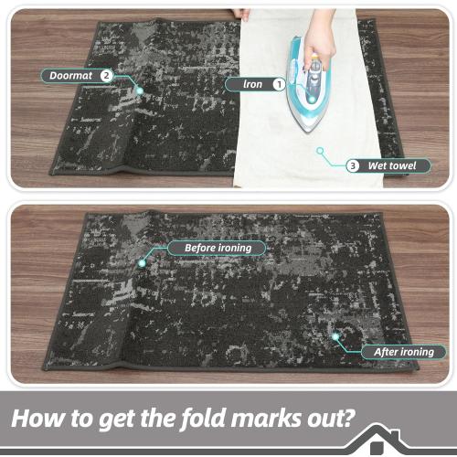 BEQHAUSE Dirt Trapper Door Mat 20 x 32, Non-Slip Doormats Washable Entryway Rugs, Stain Resistant Dog Door Mats Absorbent Welcome Floor Mat for Front Back Door, Mud Wet Shoes & Paws, Dark Grey