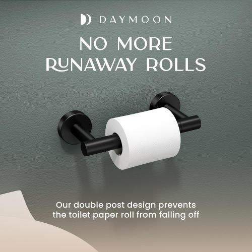 Day Moon™ Matte Black Toilet Paper Holder - Wall Mount Modern Roll Holder for Bathroom