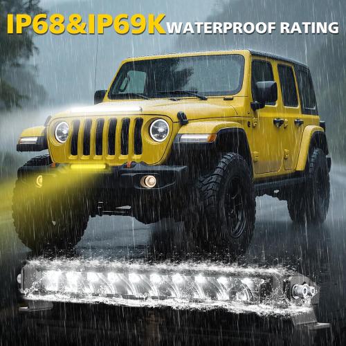 4WDKING 22 Inch Dual-Color Slim LED Light Bar,120W Spot Flood Combo Beam with Wiring Harness Kit, Screwless Design, IP68&IP69K Waterproof, Off Road Driving Lamp Fog Lights for Truck Pickup ATV UTV SUV