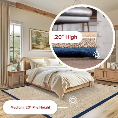 Nuloom Elijah Navy/Natural, 2'6 x 8', Basketweave, Seagrass, Soft and Textured, High Traffic, Stain Resistant, Easy Clean, Durable Area Rug for Bedroom, Living Room, Dining, Den, Foyer, Entryway