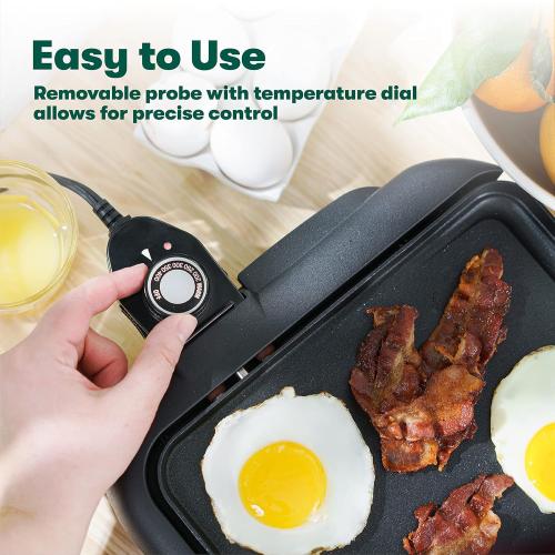 bella Electric Griddle with Warming Tray - Smokeless Indoor Grill, Nonstick Surface, Adjustable Temperature & Cool-touch Handles, 10 x 18, Copper/Black, PFOA & PTFE Free