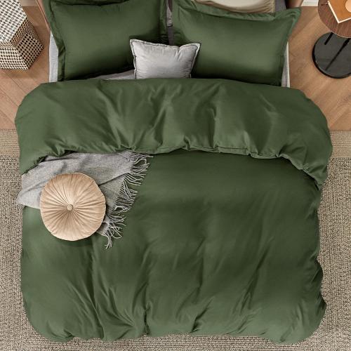 Bedsure Duvet Cover Queen Size - Soft Double Brushed Bedding Set for Kids & Adults, Zipper Closure, 3 Pieces, Includes 1 Duvet Cover (90x90) & 2 Pillow Shams, NO Comforter, Olive Green