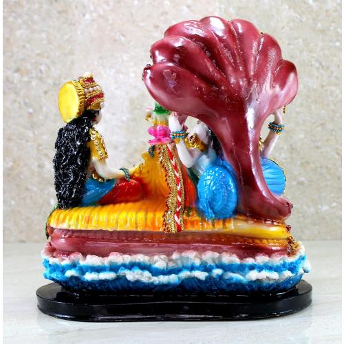 Size 10 eSplanade - Resin Lord Vishnu with Laxmi in Ksheer Sagar - Lakshmi Narayan Murti Idol Statue Sculpture - Pooja Articles - Multicolour - 10 Inches