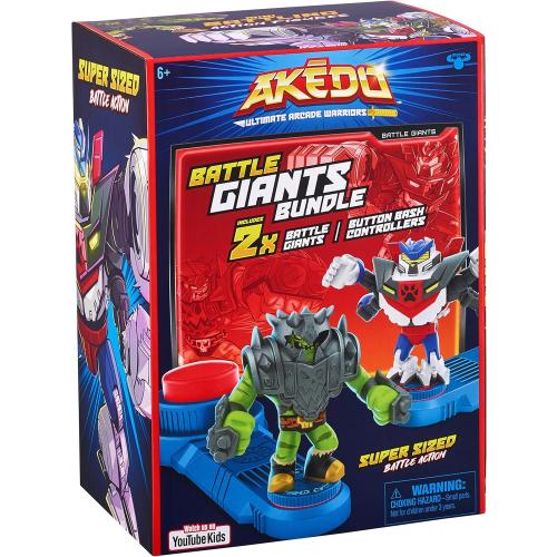 Akedo - Ultimate Arcade Warriors Battle Giants Versus Pack - Scratch-Atron VS Tonk - Mini Battling Action Figures Ready, Fight, Split Strike