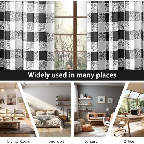 DriftAway Buffalo Plaid Check Curtains Black and White Buffalo Checkered Blackout Curtains for Farmhouse Bedroom Living Room Darkening Thermal Country Window Treatment Curtains 2 Panels 96 Inch Long