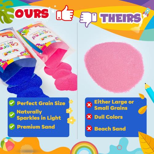 Sand Art Sand [15 Colors: 24 lbs], Colored Sands Bulk, Delightful Sands Art Fun for Crafts, Parties, Children, Nice Colorful Fun Sandy Crafts for Kids Age 3 , Non-Toxic, 15 Bags