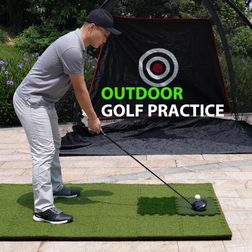 6.3'*3.8' GAIARENA Golf Hitting Mat Premium Indoor & Backyard Practice Mat for Golf Simulator with Interchangeable Tri-Turf Tiles Course Driving Rough Grass 6.3'*3.8'