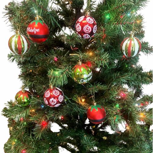 Heyiwell 2.36 Inch/9pc Shatterproof Christmas Ornament Balls,Christmas Hanging Balls Decorations for Xmas Trees and Holiday Decor,Red Green