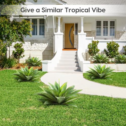 Velener Artificial Agave Plant Set, 28 Inch, Faux Aesthetic Plants for Home Decor, Realistic UV Resistant Fake Agave Plants Without Pot, Set of 2