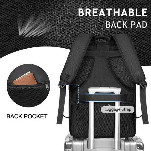 MATEIN Carry on Backpack, 40L Flight Approved Large Travel Laptop Backpack, 17 Inch Water Resistant Luggage Computer Daypack College Weekender Overnight Bag for Men & Women, Black