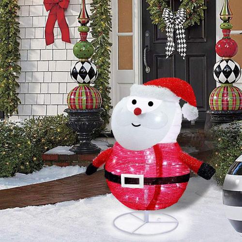1.8ft Pre-Lit Light Up Santa Claus, 48 LED Outdoor Lighted Santa Claus Christmas Yard Decoration