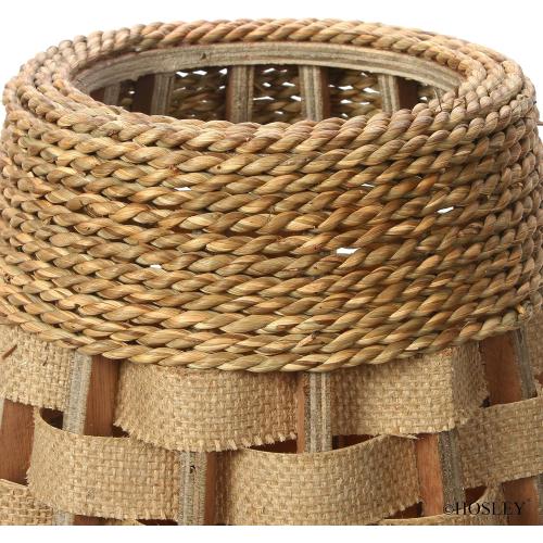 Hosley 24” Tall Woven Floor Vase – Natural Wood & Grass Decorative Vase for Home Décor, Floral Arrangements, Entryway, Living Room