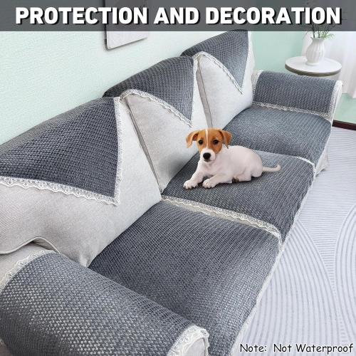 Size 24×20 Color Grey Couch Arm Covers, 2pcs Velvet Sofa Arm Covers, Couch Covers, Non-Slip Lace Armrest Covers, Headrest/Backrest Cover, Seat Covers, Slipcover for Pet Armchair Loveseat Recliner Furniture(24×20, Grey)