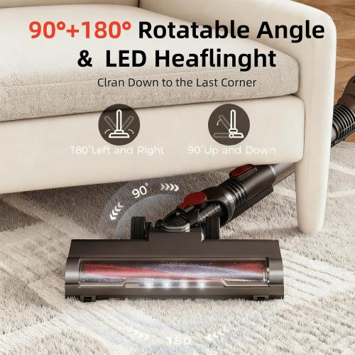 Cordless Vacuum Cleaner with Back-Saving&Self-Standing,450W/40Kpa Powerful Suction Stick Vacuum Cleaners for Home,45Min Stick Vacuum Cordless for Hard Floors,Carpets,Pet Hair,Car