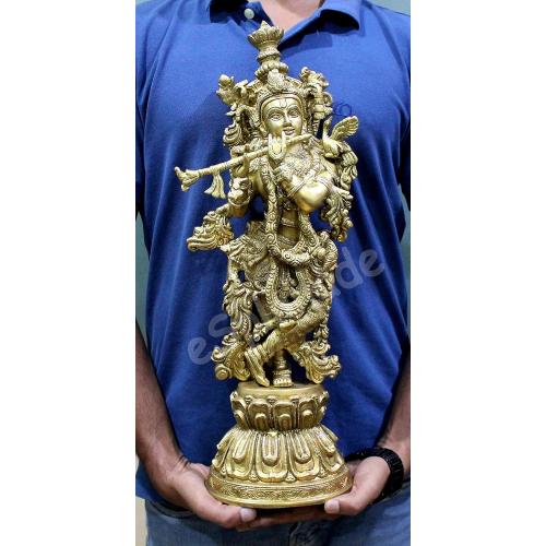Size 21 eSplanade - Brass Radha Krishna - Big Size - Brass Radha Idol Statue Sculpture (21) (Krishna Antique)
