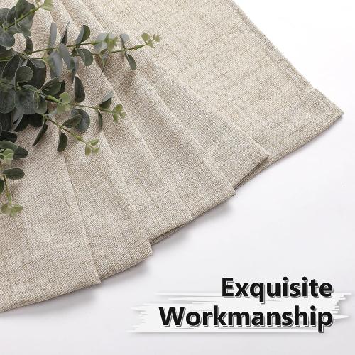 Tollpiz Short Linen Curtains Bedroom Rod Pocket Semi Sheer Curtain Burlap Light Filtering Thick Linen Drapes for Living Room, 38 x 45 inches Long, Natural, Set of 2 Panels