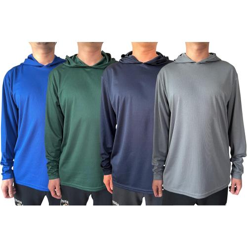 Men UPF 50  Sun Protection Breathable T Shirt Long Sleeve Workout T-Shirts with Hood