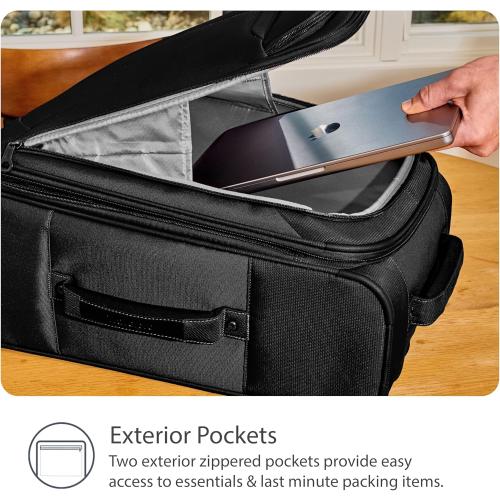 Travelpro Tourlite Softside 25 Expandable Luggage with 4 Spinner Wheels, Lightweight Suitcase, Checked Medium, Black