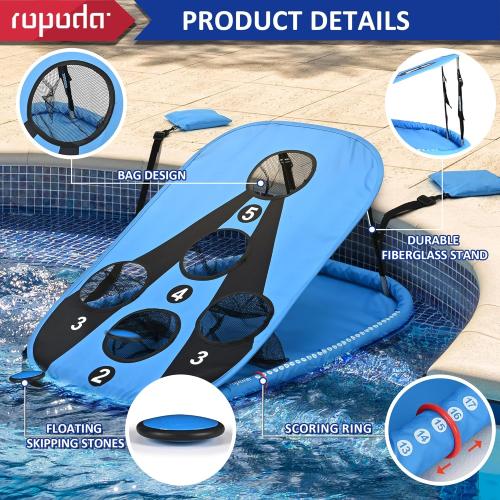 ropoda Pool Cornhole Board Set, 3ft x 2ft Corn Hole Games for Adults, Cornhole Set Floating, Pool Games for Adults, Water and Land Dual-Purpose, Easy Setup, Beach Toys for Family, Beach/Lawn Toys
