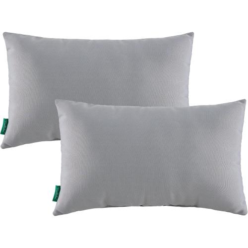 Indoor Outdoor Lumbar Pillows,Waterproof Outdoor Pillows Set of 2 for Patio Furniture,11.8x19.7 Inch,Grey