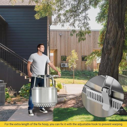 Upgraded Heat Deflector for Solo Stove Bonfire 19.5’’, 304 Stainless Steel Heat Diffuser with Detachable Legs & Fix Hoop, Capture and Redirect Warmth, Camping Accessory