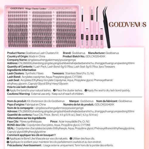 Goddvenus Lash Clusters Kit 9-14mm Wispy Eyelash Clusters Lashes Natural DIY Lash Extension Kit Short Cluster Eyelash Extensions Kit 300pcs C Curl Individual Lashes Cluster Eyelash (With Tweezers)