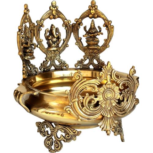 eSplanade - Brass Laxmi Ganesh Saraswati Urli Traditional Bowl Showpiece - | Home Decor | Vastu for Home
