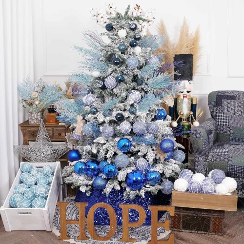 Christmas Glitter Berries Stems 16pcs Artificial Berry Picks for Christmas Tree Ornaments fillers, DIY Xmas Wreath, Crafts, Garland, Holiday, Party, Wedding and Home Decoration (Blue)