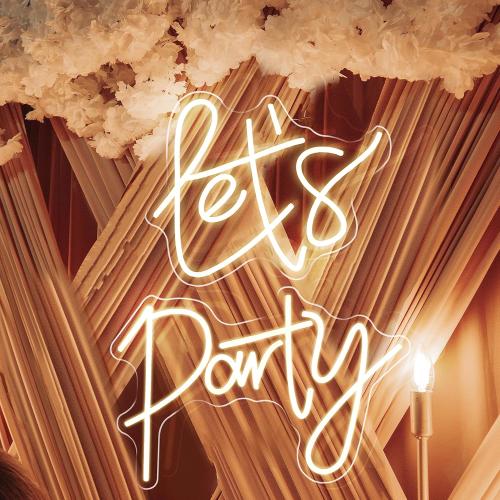 Size 33.5*12 inch Color White Super Large Neon Sign for Wall Decor, Yeeficent Let's Party Neon Sign Large for Bedroom Wall, 33.5 * 12 Inch Dimmable Neon Signs, Custom Light Up Sign for Wedding Party Birthday Gift (Warm White)
