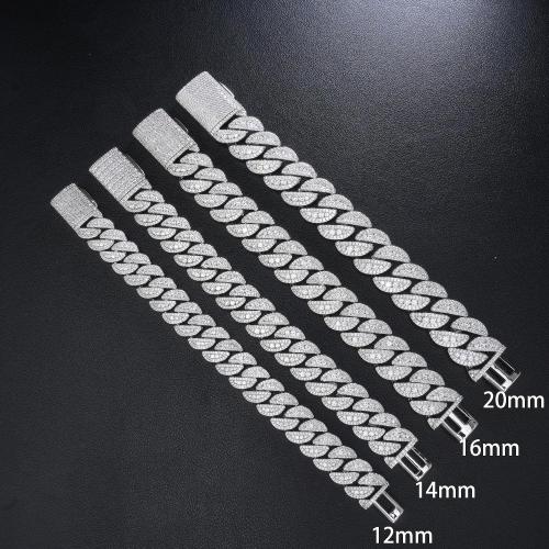 Iced Out Cuban Link Bracelet for Men, 12-20MM Flooded Hip Hop Bling Bracelet with 5A Cubic Zirconia, Heavy Big Size Miami Cuban Bracelet, Luxury CZ Cuban Link Jewelry for Women