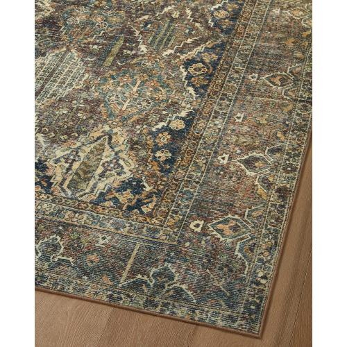 Loloi Magnolia Home by Joanna Gaines Banks Collection BAN-05 Spice/Blue 7'-6 x 9'-6, .13 Pile Height, Machine Washable, Area Rug